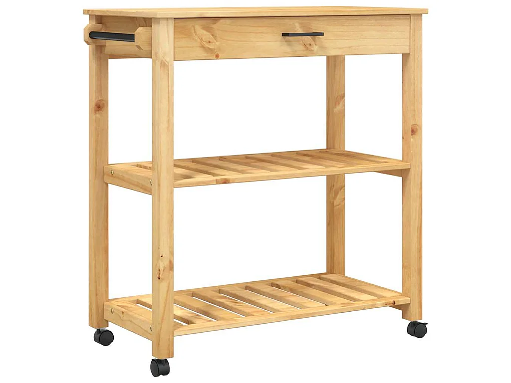 Carrello da Cucina MONZA 84x40x88,5 cm in Legno Massello di Pino