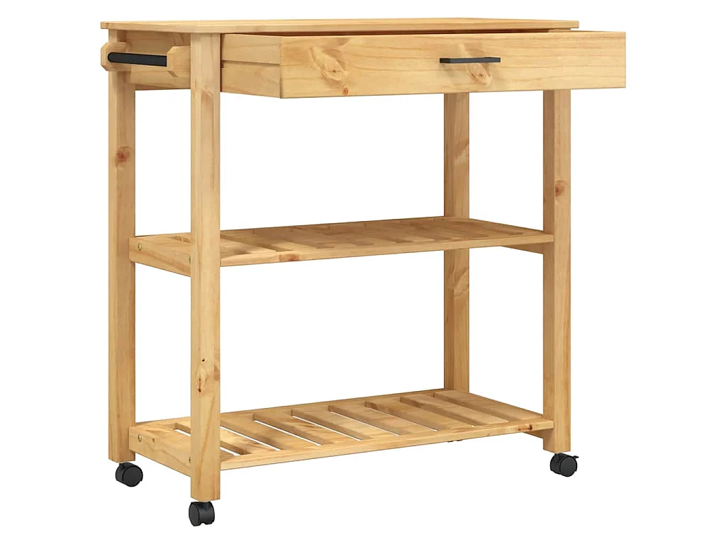 Carrello da Cucina MONZA 84x40x88,5 cm in Legno Massello di Pino