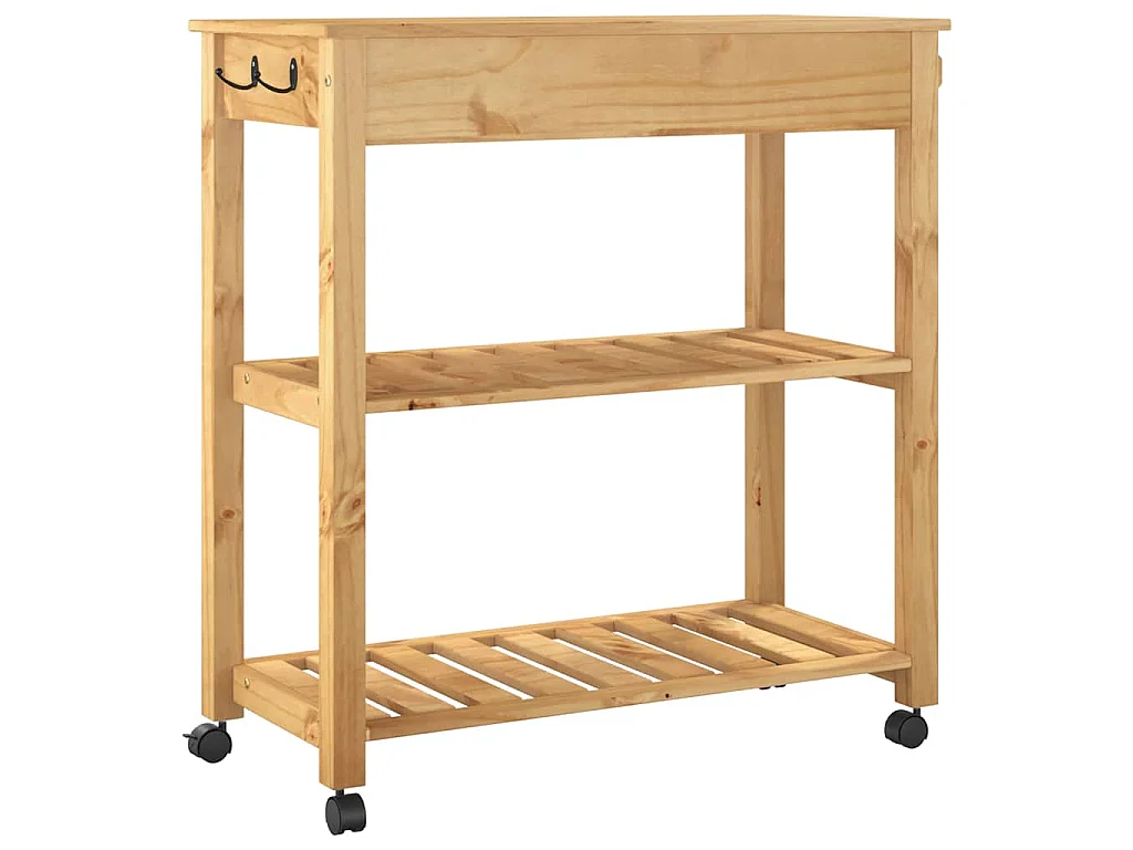 Carrello da Cucina MONZA 84x40x88,5 cm in Legno Massello di Pino