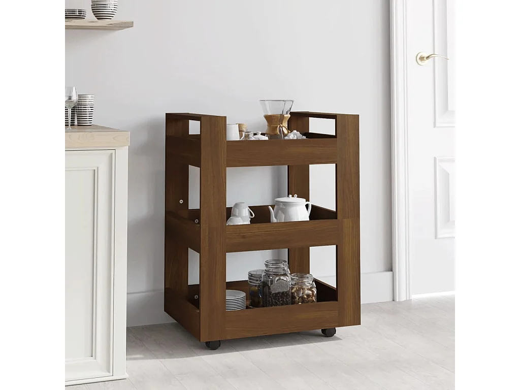 Chariot de cuisine Chêne marron 60x45x80 cm Bois d'ingénierie