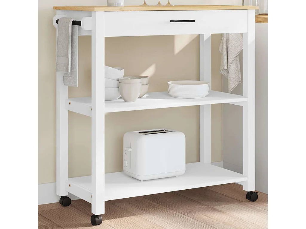 Chariot de cuisine MONZA 84x40x88,5 cm bois massif de pin