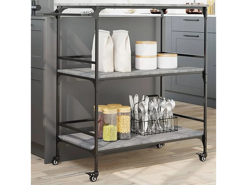 Wózek Kuchenny Sonoma Vintage Szary 100,5x50x105cm Z Drewna Inżynieryjnego