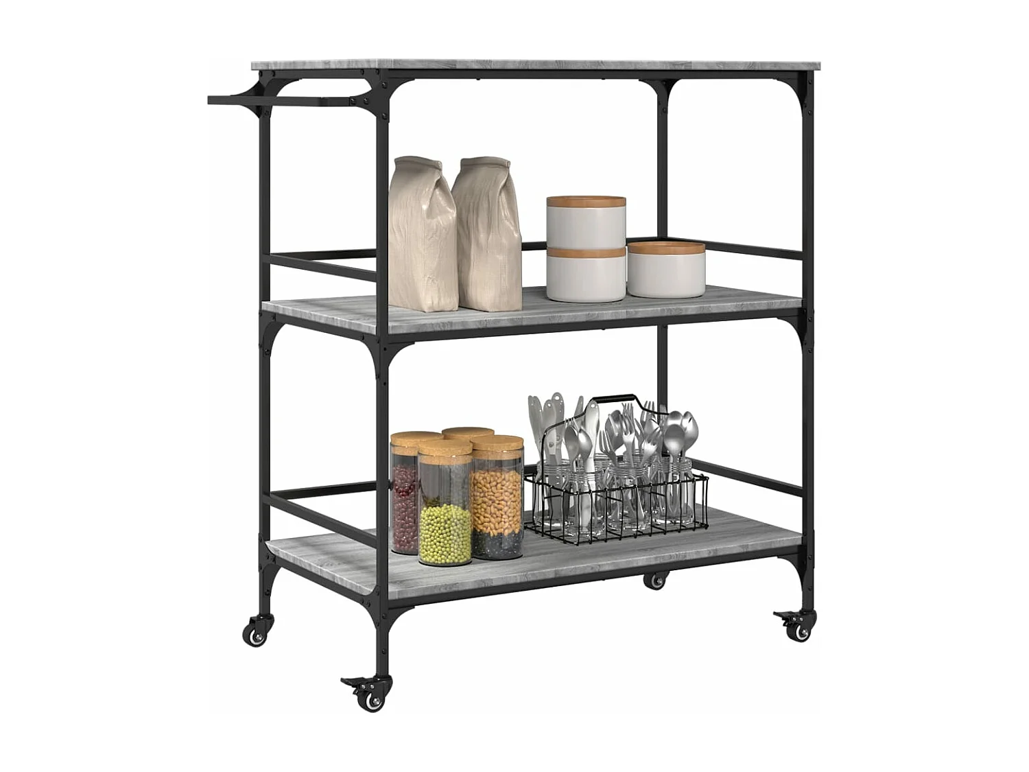 Chariot de cuisine sonoma gris 100,5x50x105cm bois d'ingénierie