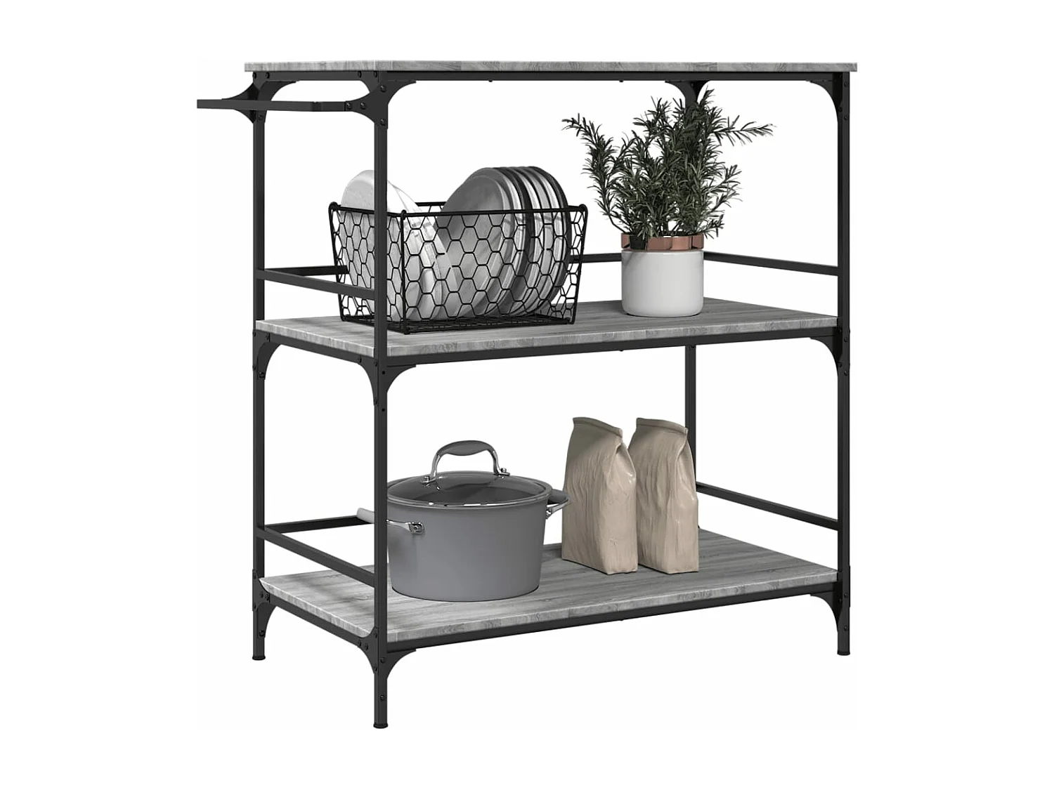 Chariot de cuisine sonoma gris 100,5x50x105cm bois d'ingénierie