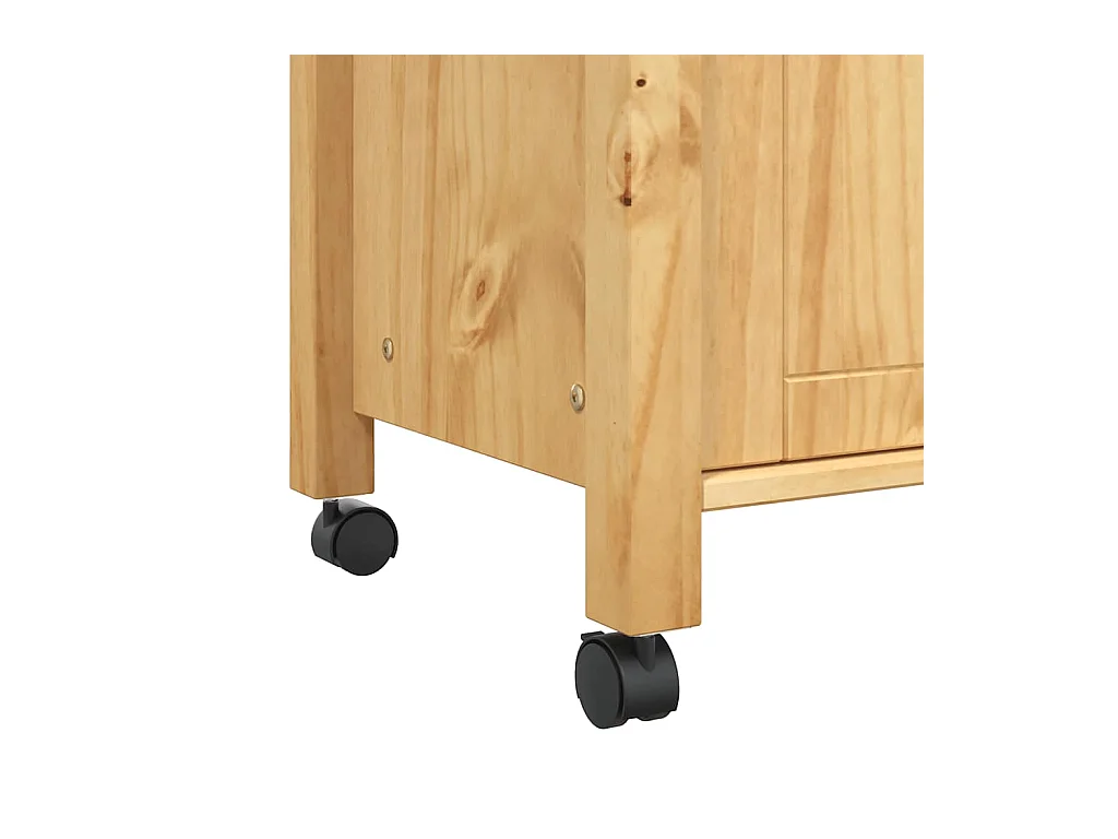 Kuchenny wózek MONZA 84x40x90 cm z litego drewna sosnowego z dużą przestrzenią do przechowywania i zablokowanymi kołami