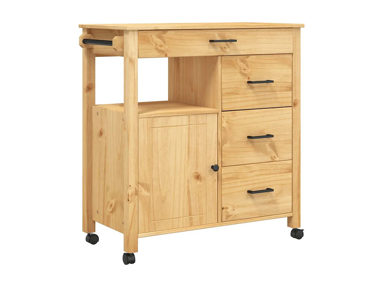 Chariot de cuisine MONZA 84x40x88,5 cm bois massif de pin