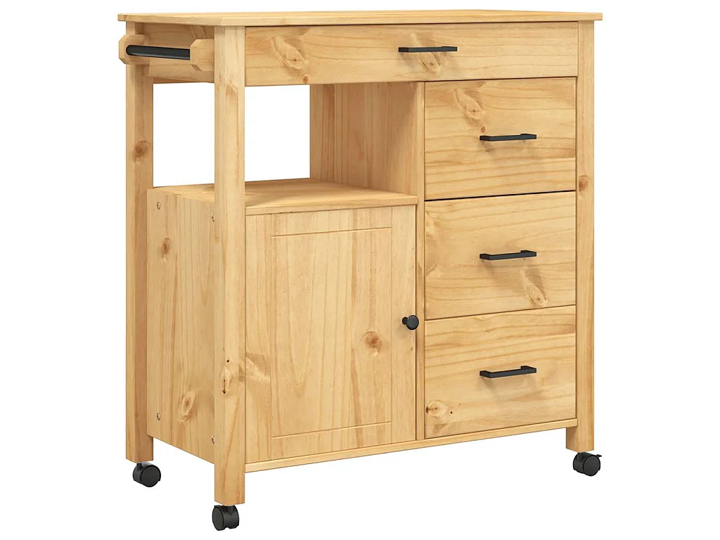 Chariot de cuisine MONZA 84x40x88,5 cm bois massif de pin