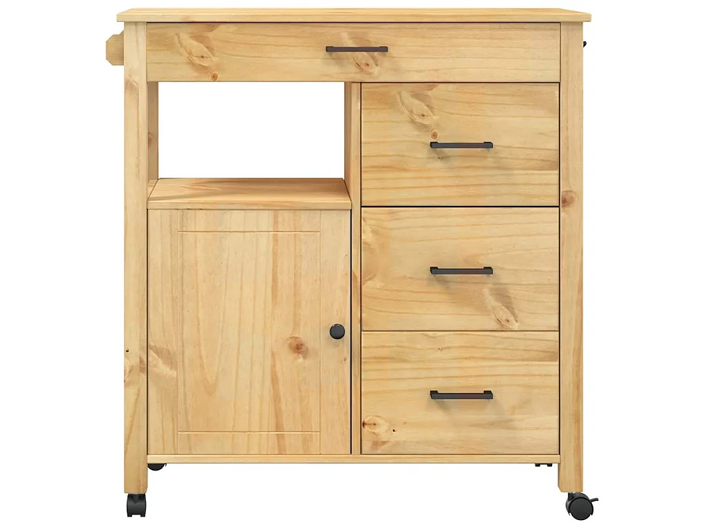 Chariot de cuisine MONZA 84x40x88,5 cm cire de miel bois massif de pin
