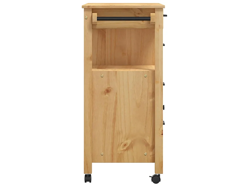 Chariot de cuisine MONZA 84x40x88,5 cm cire de miel bois massif de pin