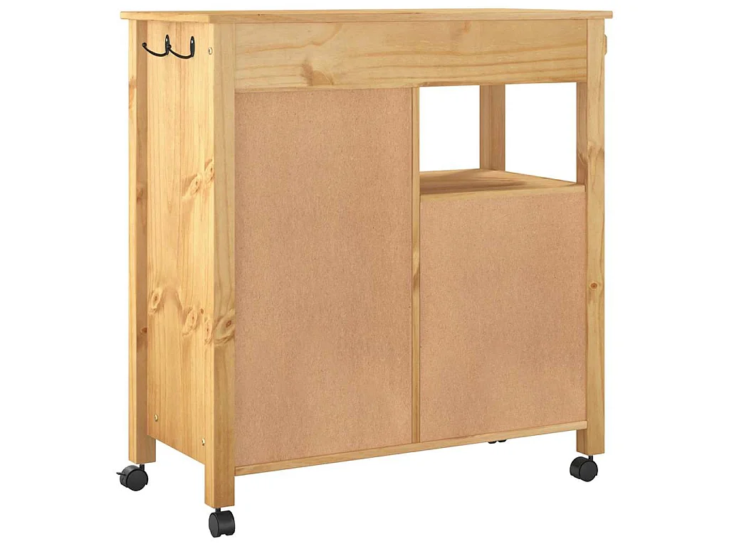 Chariot de cuisine MONZA 84x40x88,5 cm cire de miel bois massif de pin