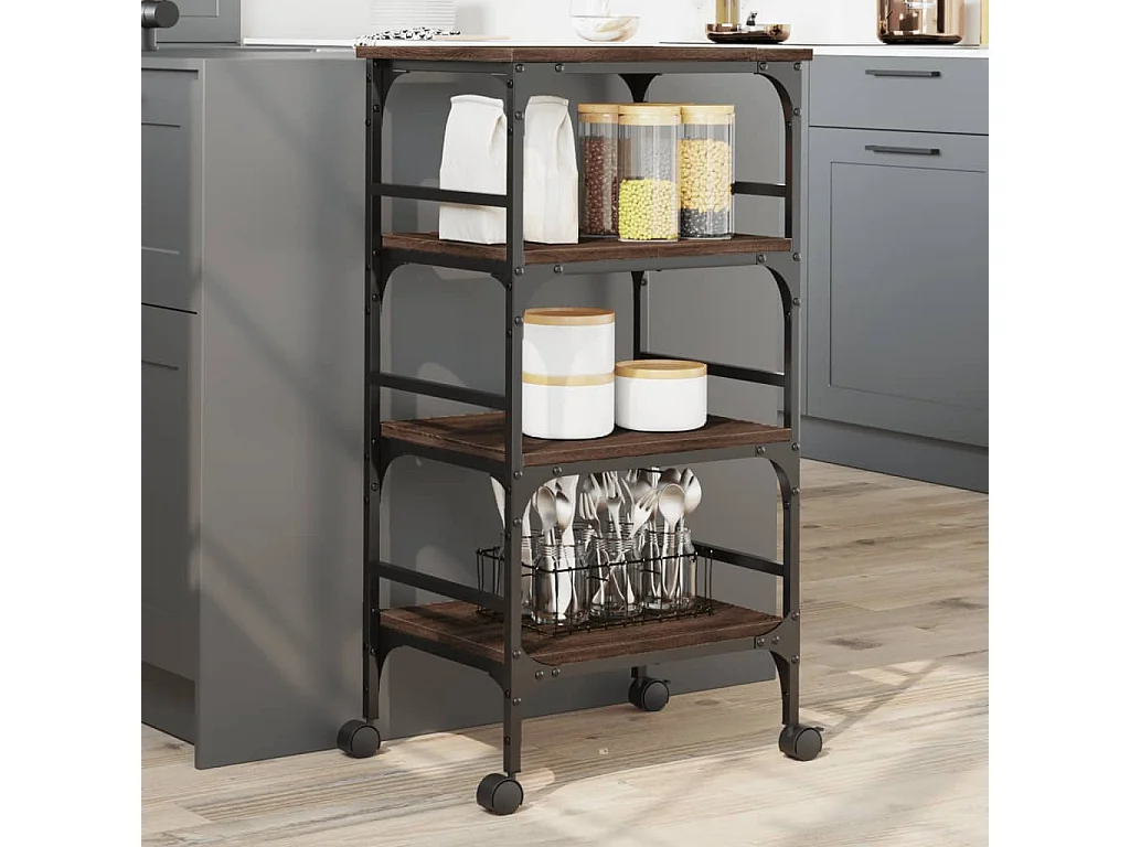 Küchenwagen Braun Eichen-Optik 45x35x89,5 cm Holzwerkstoff