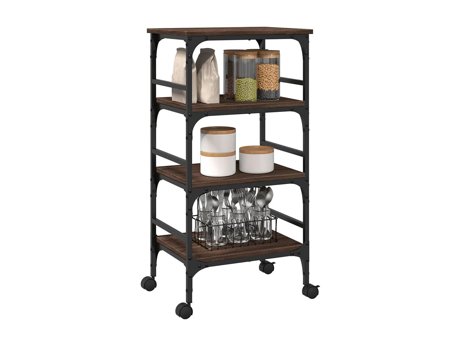 Küchenwagen Braun Eichen-Optik 45x35x89,5 cm Holzwerkstoff