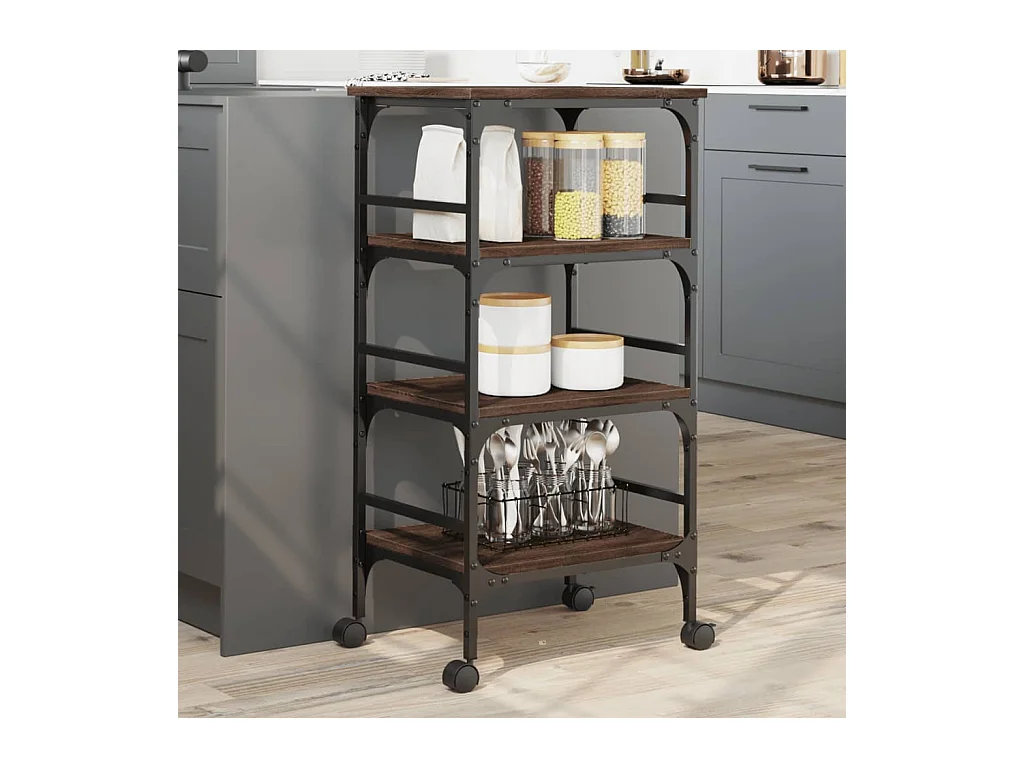 Chariot de cuisine chêne marron 45x35x89,5 bois d'ingénierie