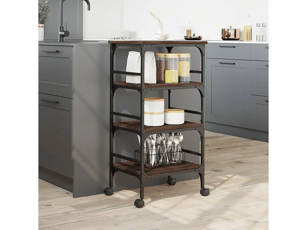 Chariot de cuisine chêne marron 45x35x89,5 bois d'ingénierie