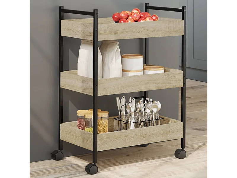 Keukentrolley 50x30x70 cm bewerkt hout sonoma eikenkleurig