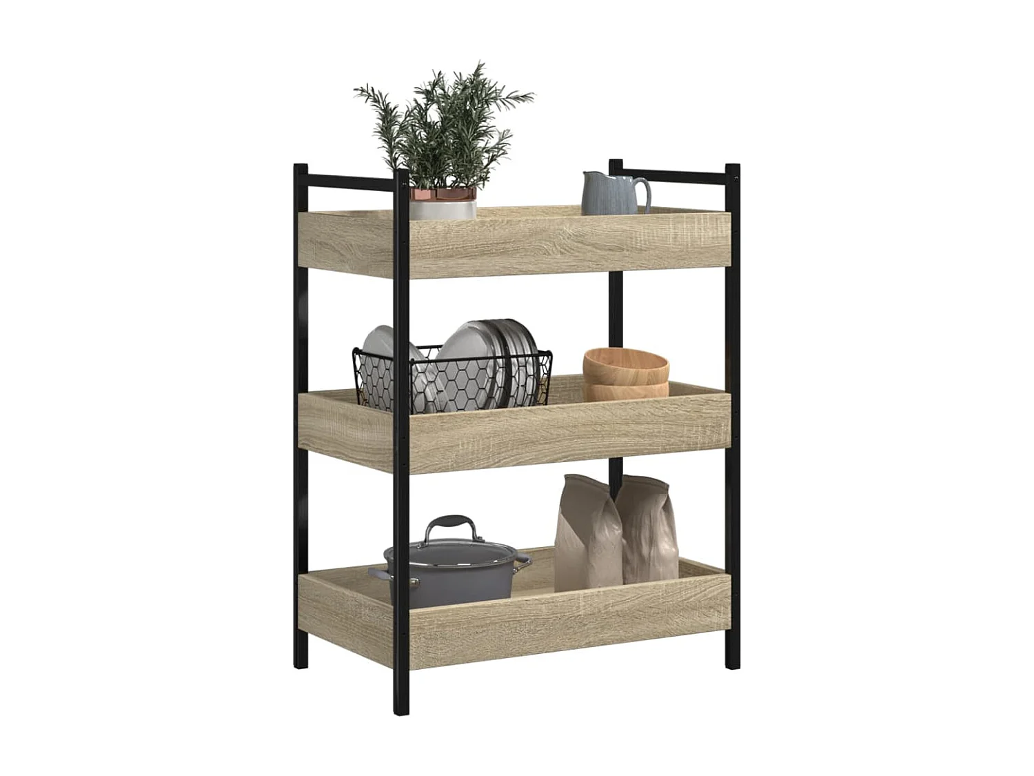 Carrinho de cozinha 50x30x70 cm deriv. madeira carvalho sonoma