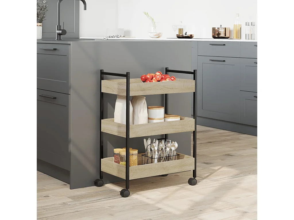 Carrello da Cucina Rovere Sonoma 50x30x70 cm Legno Multistrato
