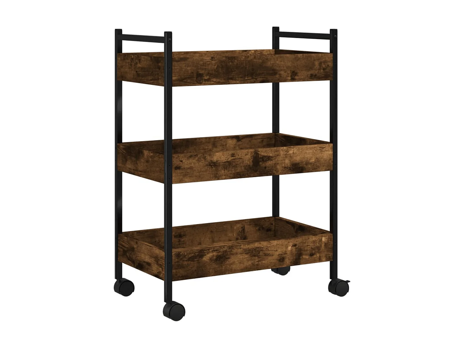 Keukentrolley 50x30x70 cm bewerkt hout gerookt eikenkleurig