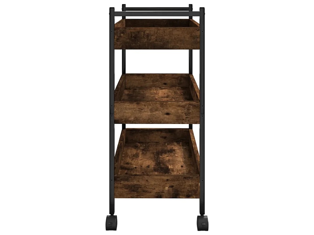 Chariot de cuisine chêne fumé 50x30x70 cm bois d'ingénierie