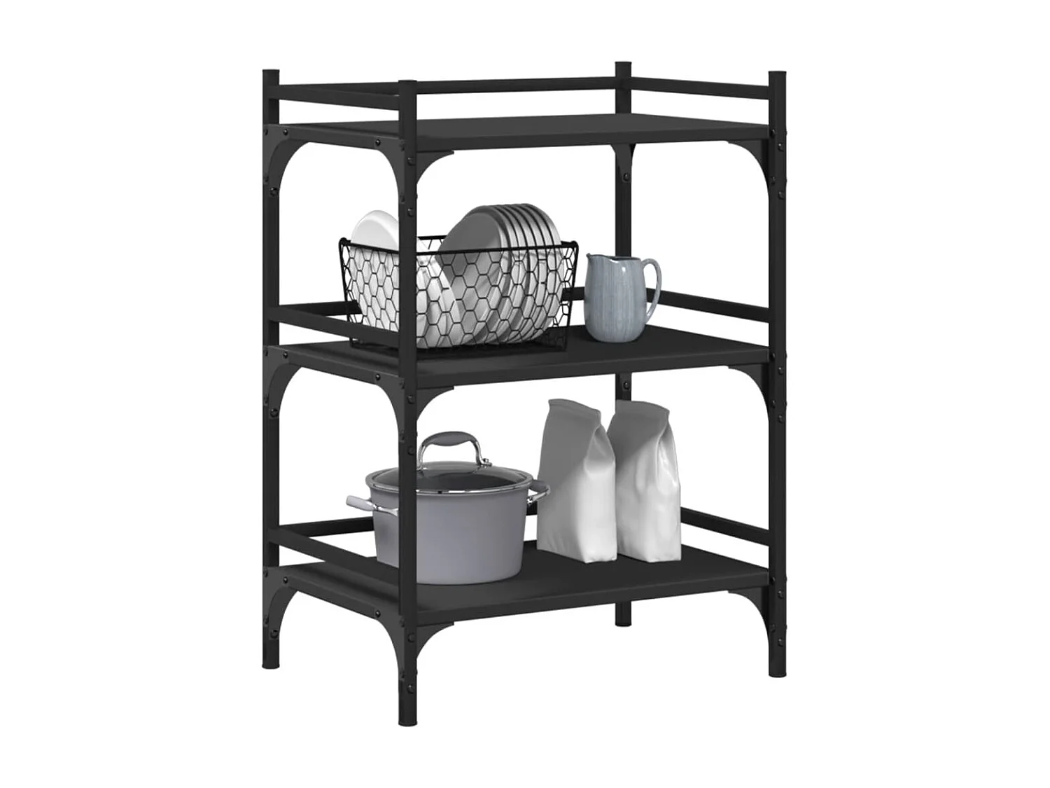 Carrito de cocina madera de ingeniería negro 50x35x75,5 cm