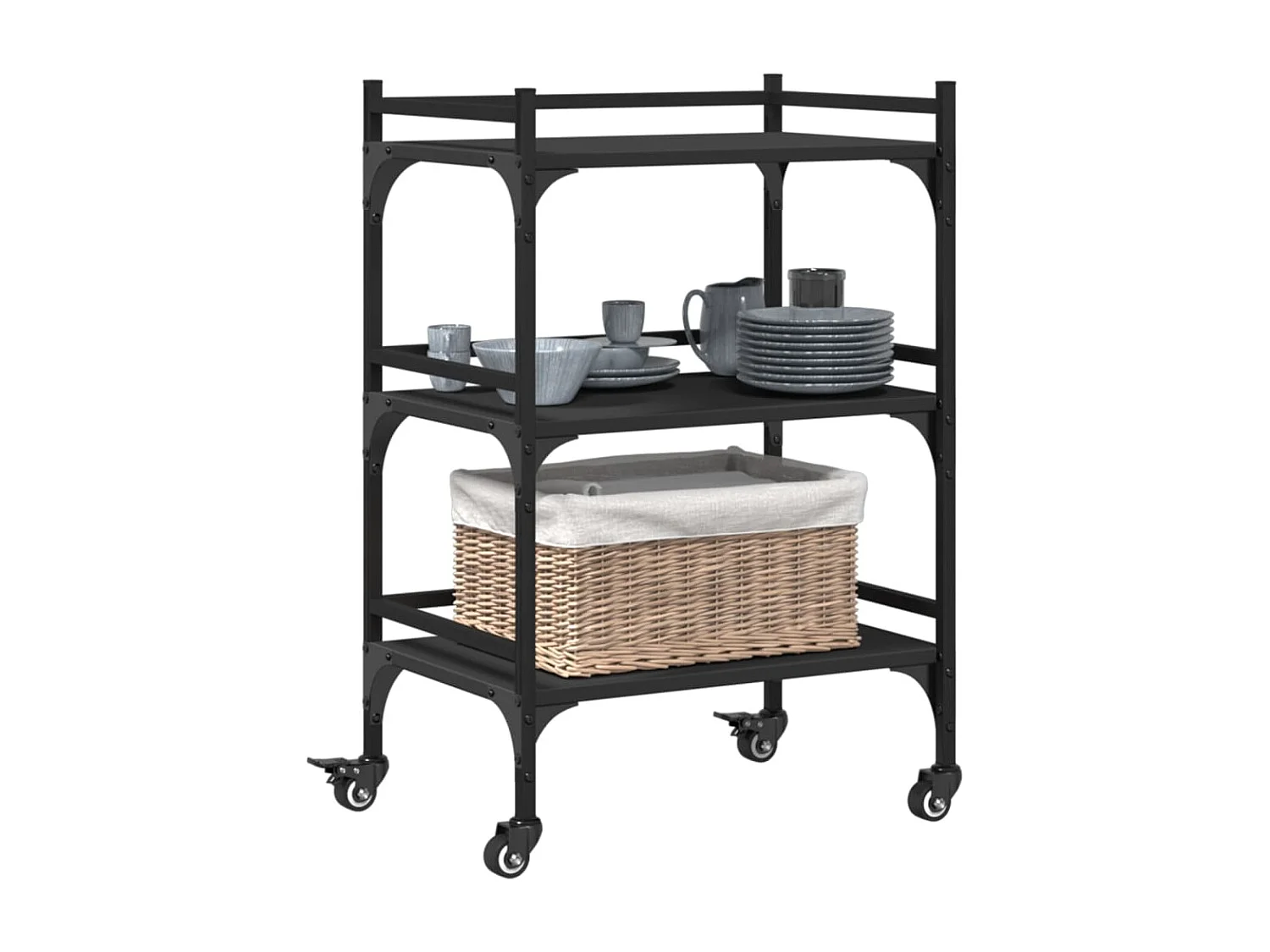 Carrito de cocina madera de ingeniería negro 50x35x75,5 cm