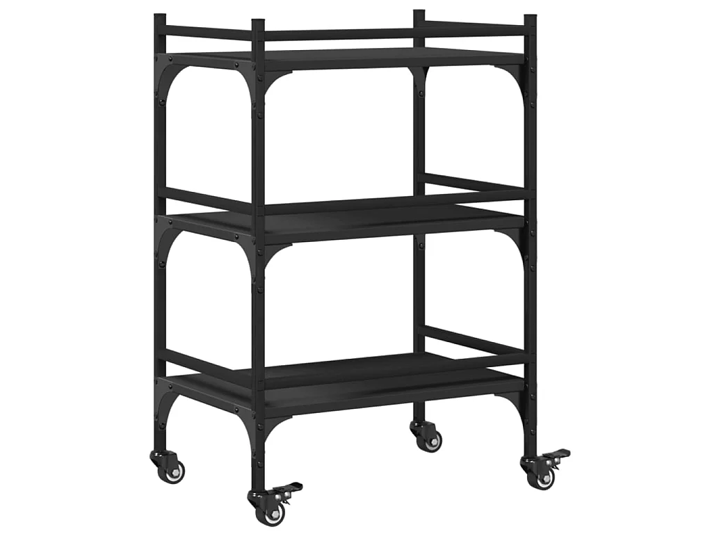 Chariot de cuisine noir 50x35x75,5 cm bois d'ingénierie