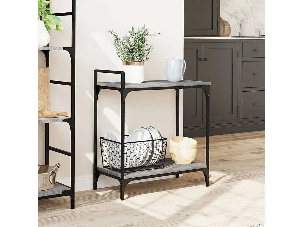 Keukentrolley 60,5x31x72,5 cm bewerkt hout grijs sonoma eiken