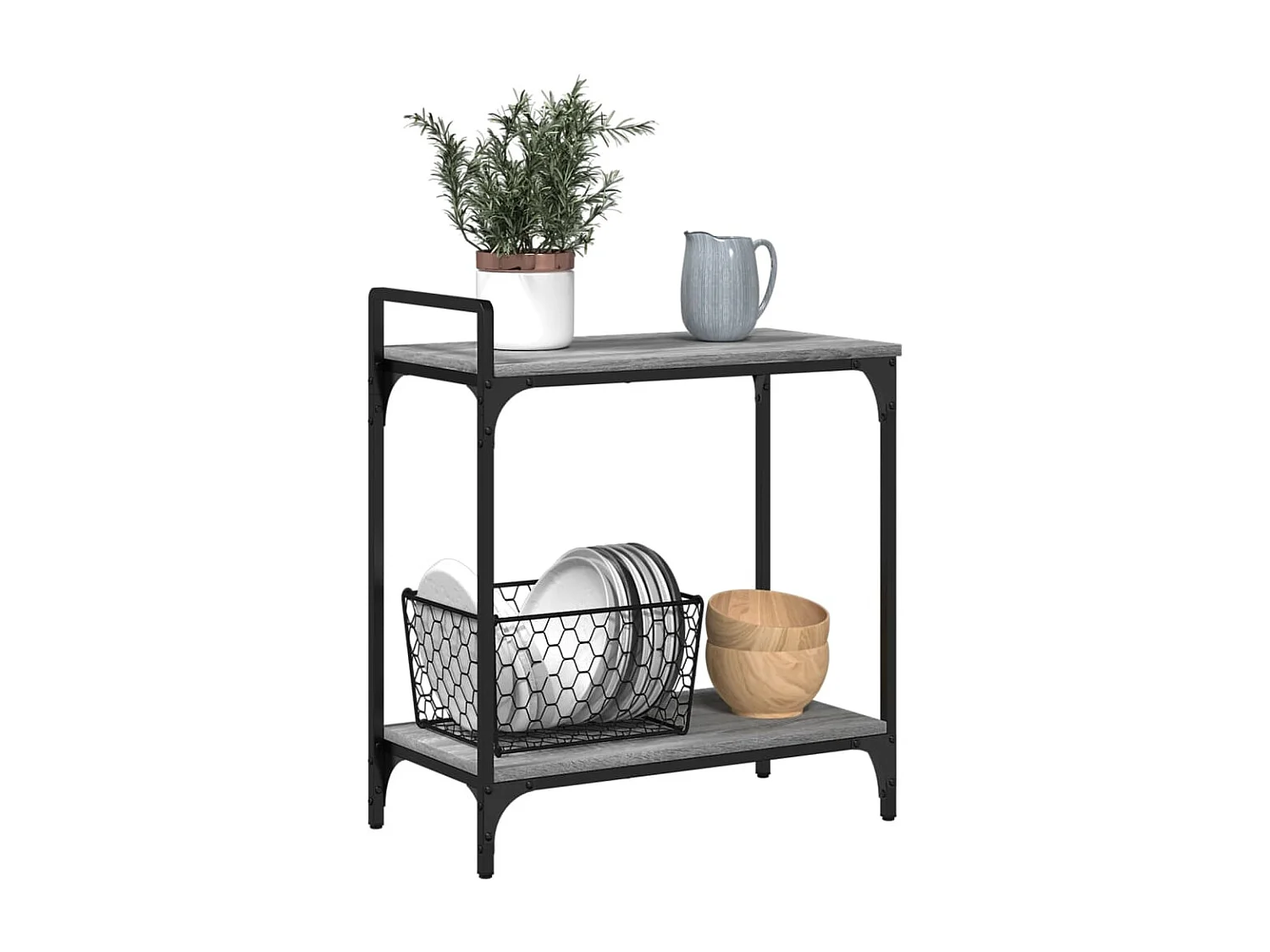 Keukentrolley 60,5x31x72,5 cm bewerkt hout grijs sonoma eiken