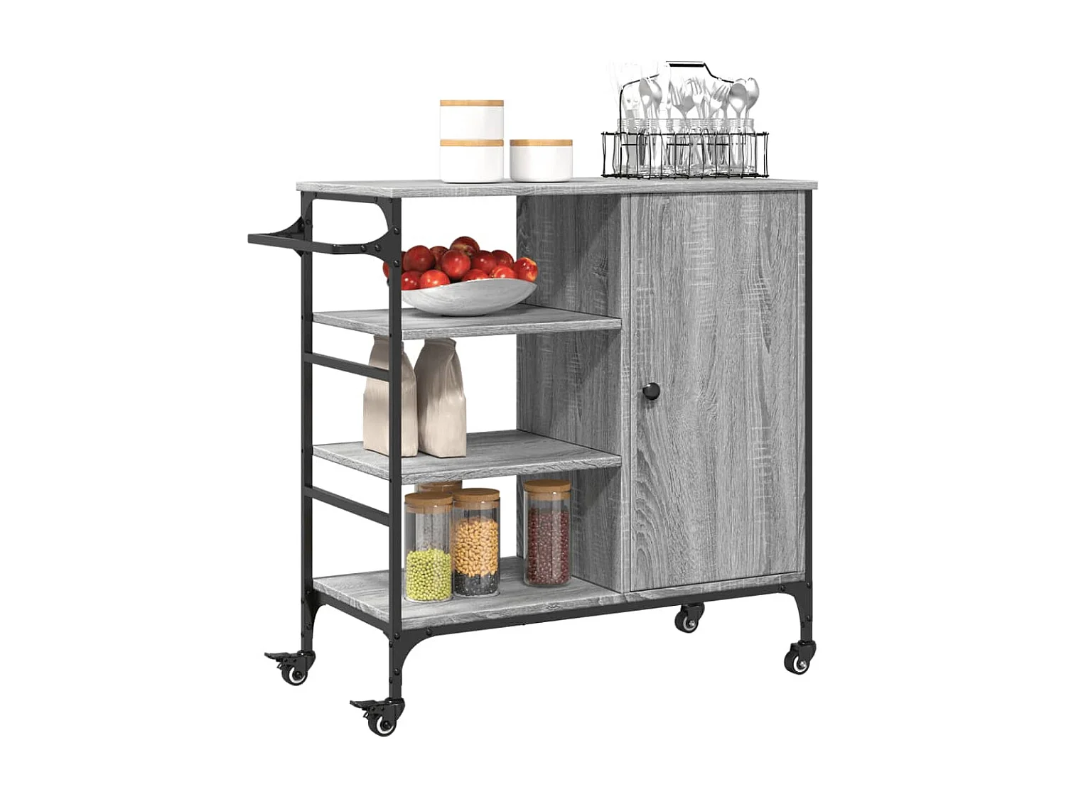 Carrello da Cucina Grigio Sonoma 87,5x38,5x84,5 cm Multistrato