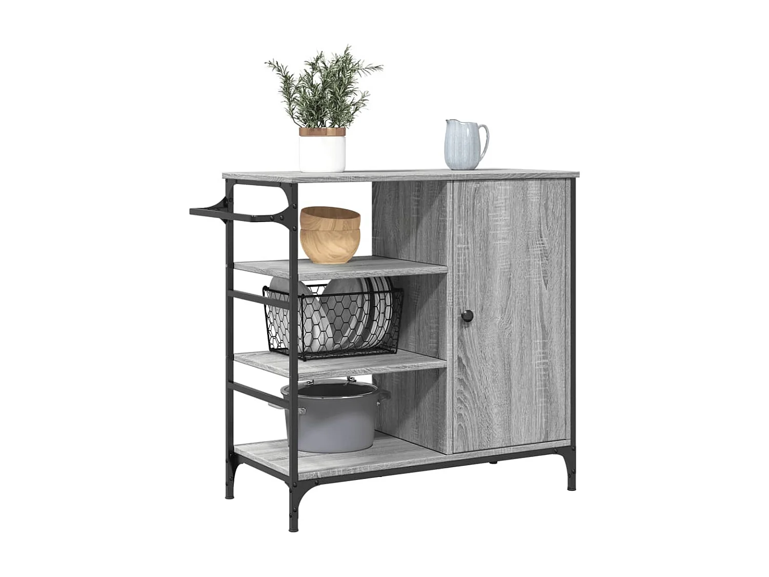 Carrello da Cucina Grigio Sonoma 87,5x38,5x84,5 cm Multistrato