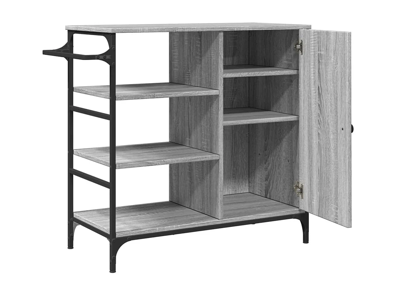 Carrello da Cucina Grigio Sonoma 87,5x38,5x84,5 cm Multistrato