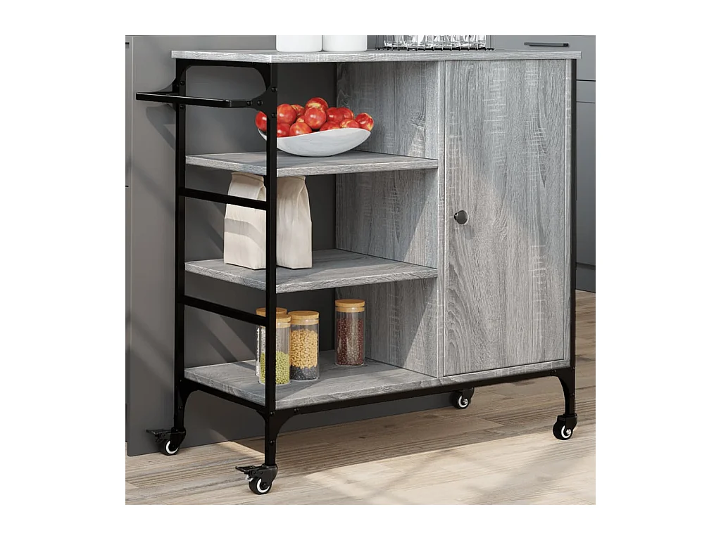 Chariot de cuisine sonoma gris 87,5x38,5x84,5cm bois ingénierie