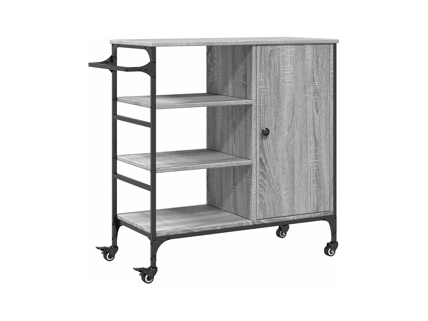 Keukentrolley 87,5x38,5x84,5 cm bewerkt hout grijs sonoma eiken