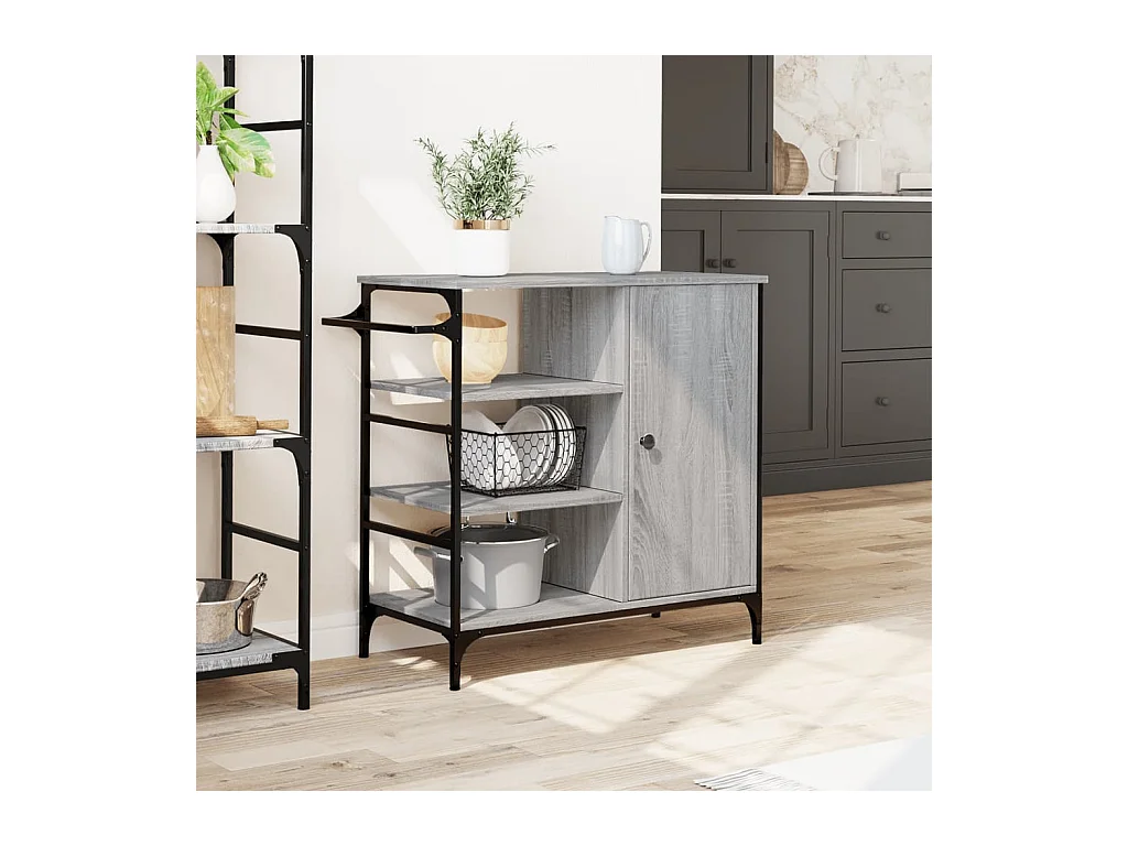 Keukentrolley 87,5x38,5x84,5 cm bewerkt hout grijs sonoma eiken