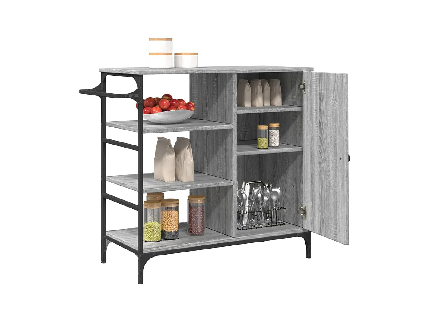 Keukentrolley 87,5x38,5x84,5 cm bewerkt hout grijs sonoma eiken