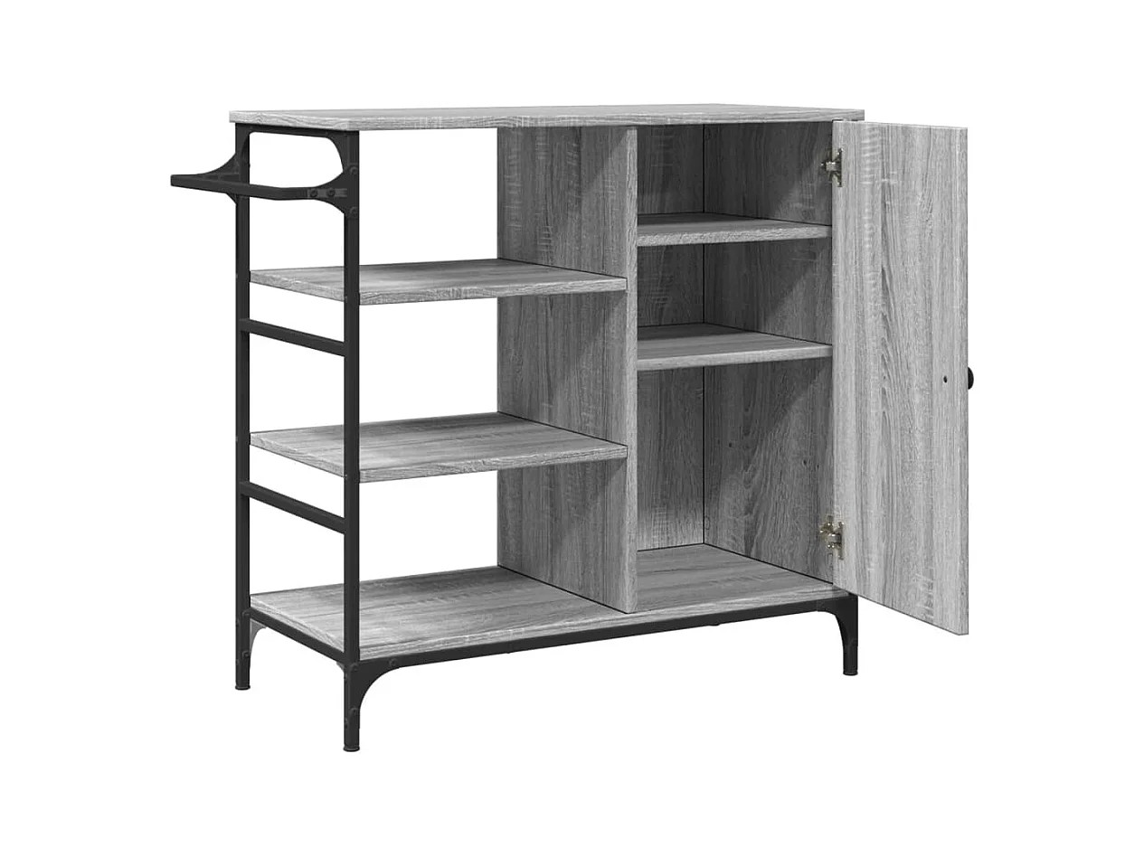 Keukentrolley 87,5x38,5x84,5 cm bewerkt hout grijs sonoma eiken
