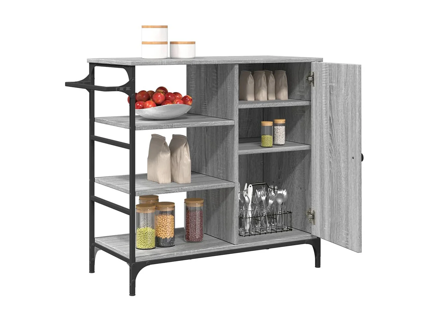 Carrello da Cucina Grigio Sonoma 87,5x38,5x84,5 cm Multistrato