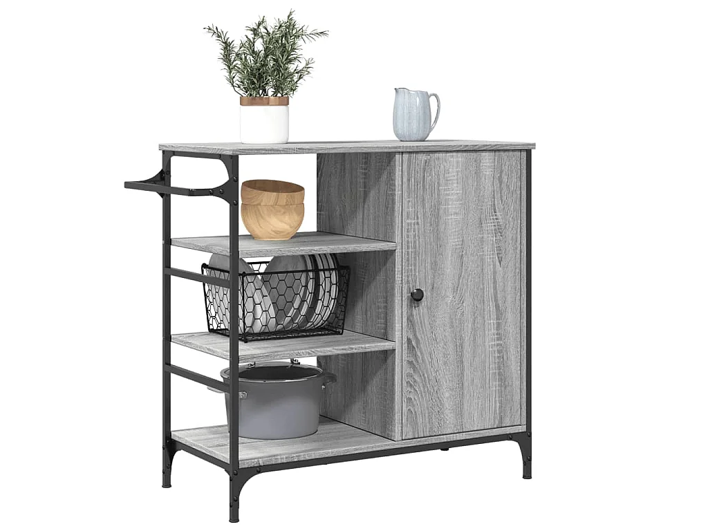 Wózek Kuchenny Vintage Szary Sonoma 87,5x38,5x84,5cm Z Drewna Inżynieryjnego