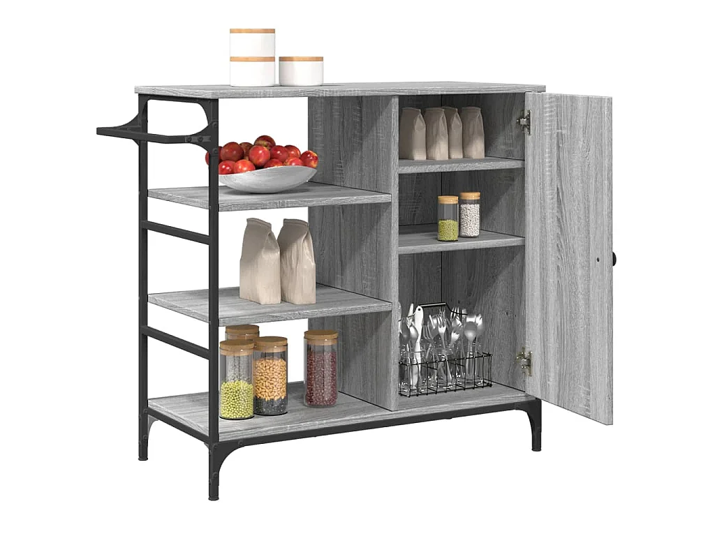 Wózek Kuchenny Vintage Szary Sonoma 87,5x38,5x84,5cm Z Drewna Inżynieryjnego