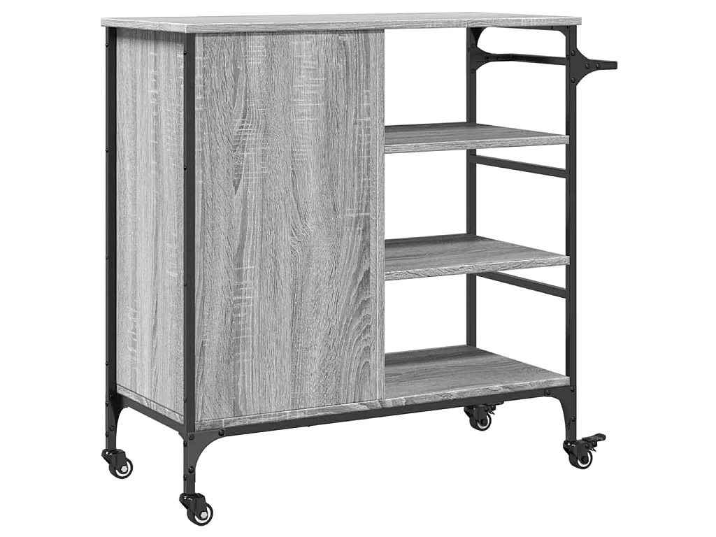 Chariot de cuisine sonoma gris 87,5x38,5x84,5cm bois ingénierie