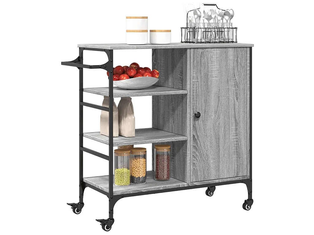 Chariot de cuisine sonoma gris 87,5x38,5x84,5cm bois ingénierie