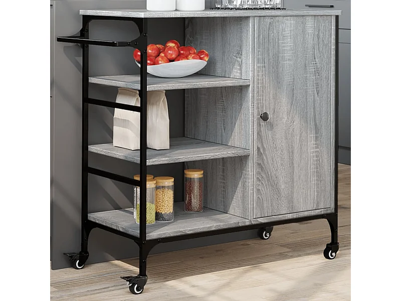 Chariot de cuisine sonoma gris 87,5x38,5x84,5cm bois ingénierie