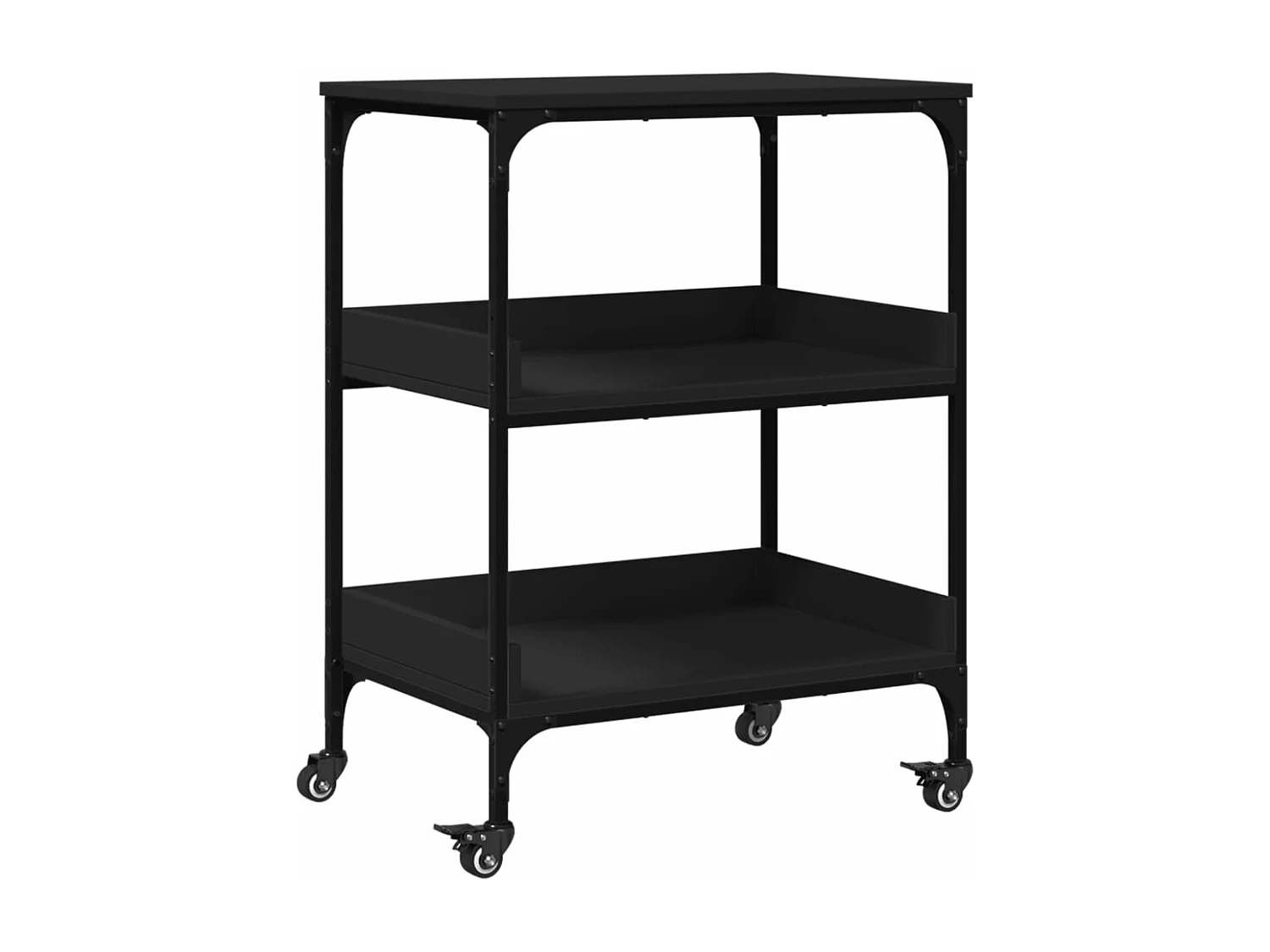 Carrello da Cucina Nero 60x41x80,5 cm in Legno Multistrato