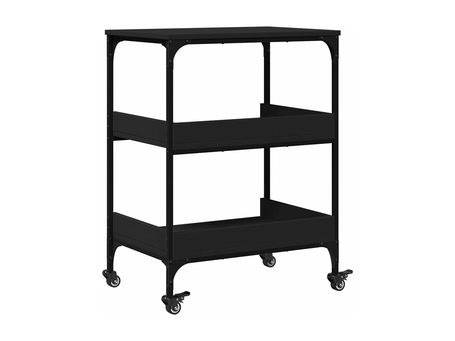 Carrello da Cucina Nero 60x41x80,5 cm in Legno Multistrato