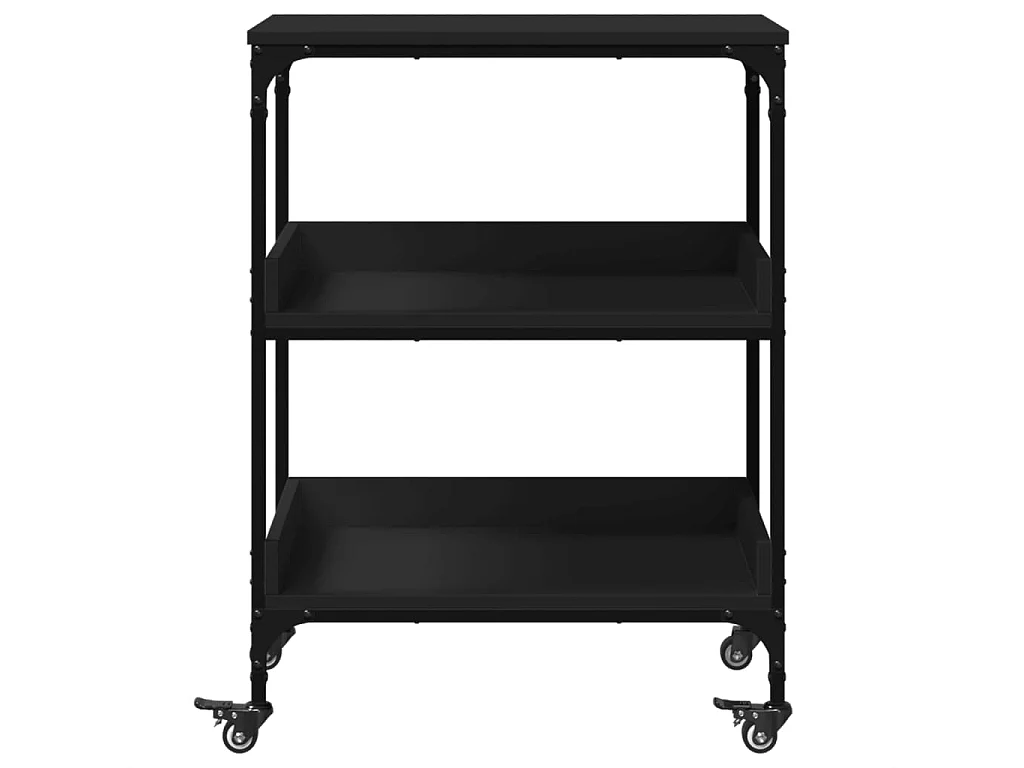 Carrello da Cucina Nero 60x41x80,5 cm in Legno Multistrato