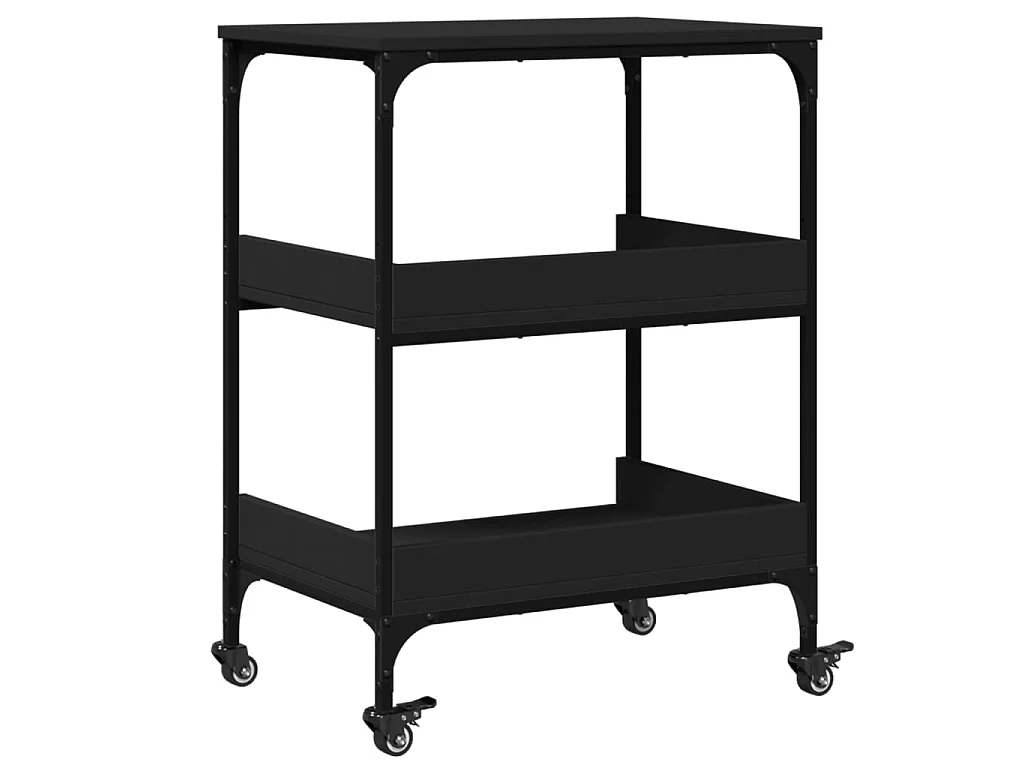 Carrello da Cucina Nero 60x41x80,5 cm in Legno Multistrato