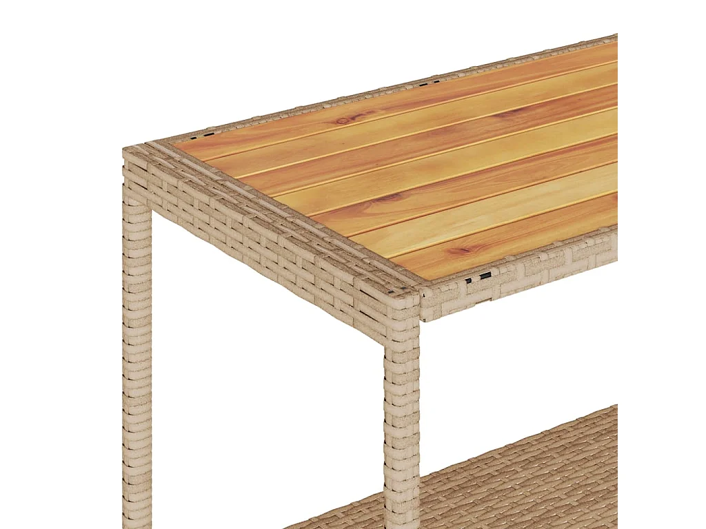 Carrito de bar 3 niveles ratán PE y madera maciza acacia beige