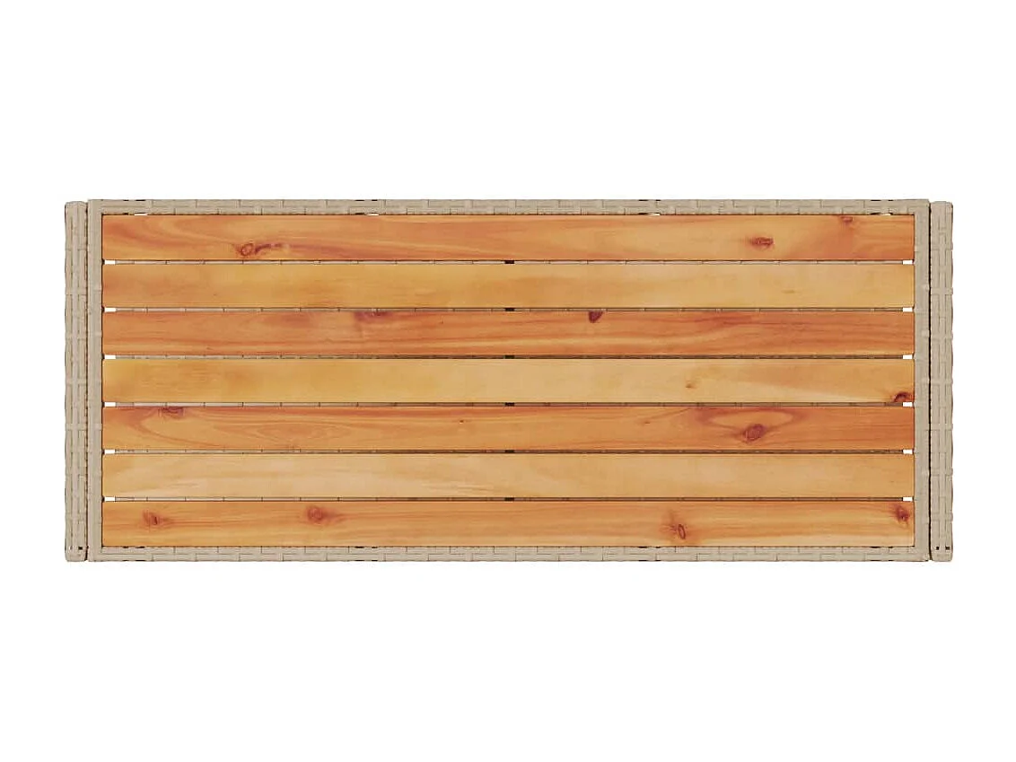 Keukentrolley 3-laags poly rattan en massief acaciahout beige