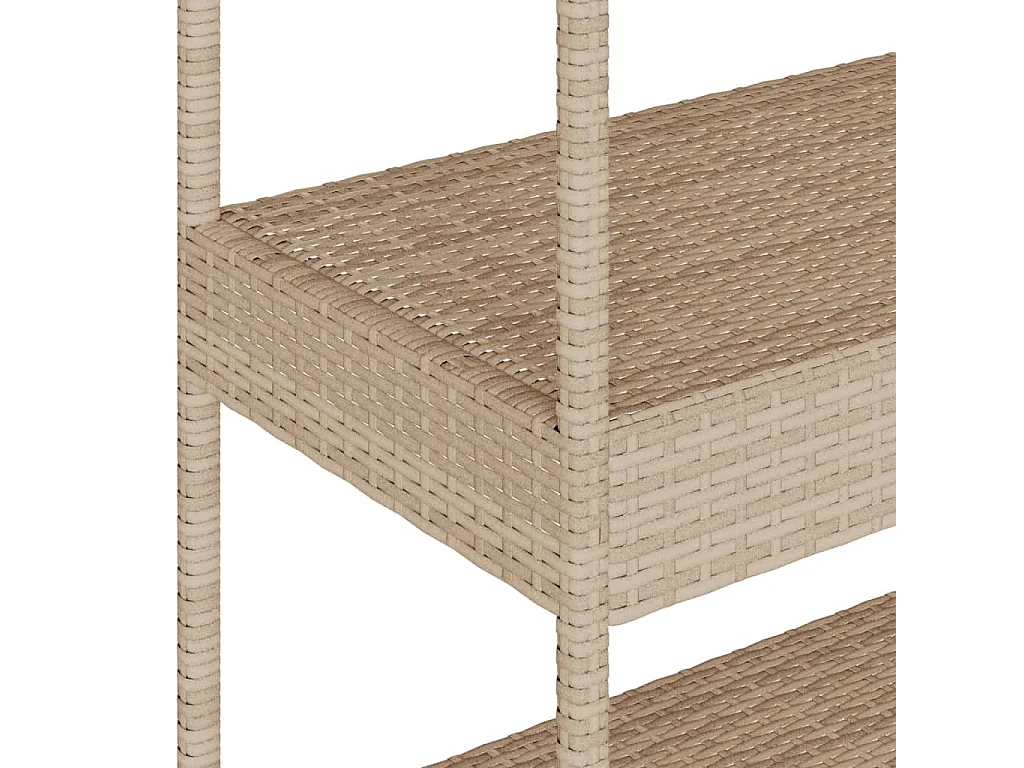 Keukentrolley 3-laags poly rattan en massief acaciahout beige