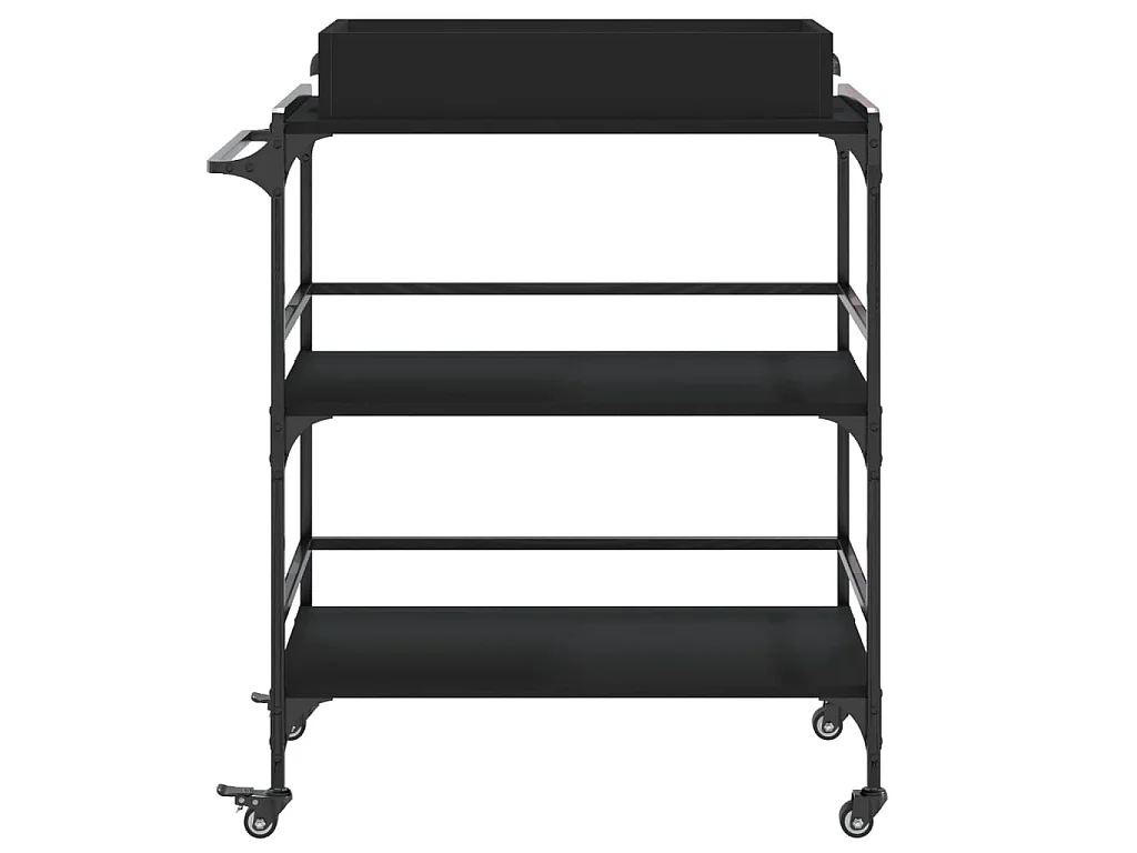 Chariot de cuisine noir 81,5x41x92,5 cm bois d'ingénierie